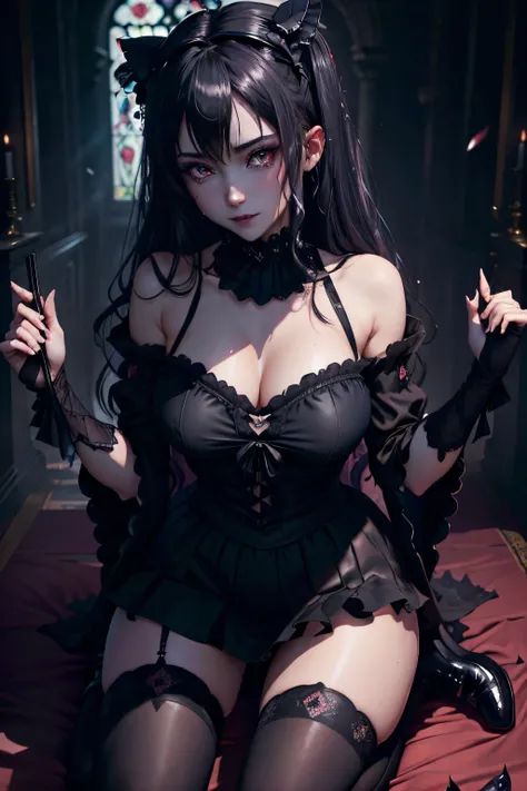 Hard Dark Gothic Makeup、Maniacal、Deep night sky、horor、Black Dark Eyeshadow、crying how bright、mourn、Good skin luster、Long hair straight hair、Dark Gothic Makeup、Dark smile、Restless Palace、Expressions of sexual arousal、Fragrant beauty、22year old、Lying、seducti...