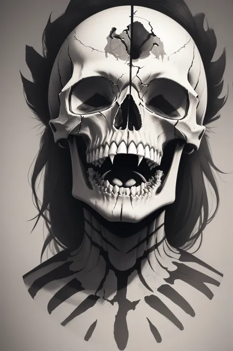 Skull illustration with open mouth