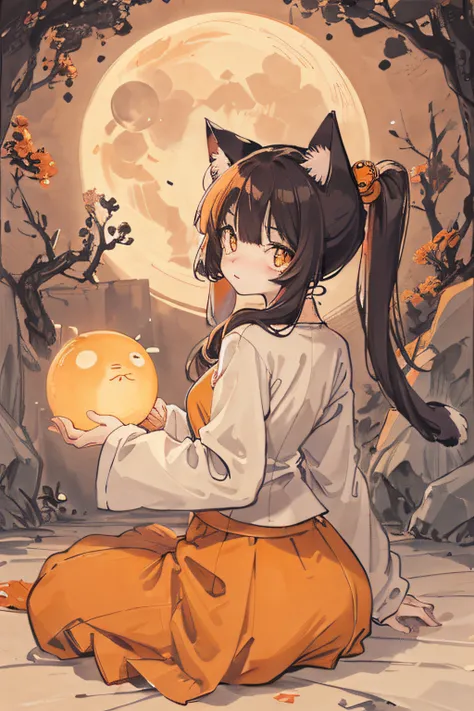 Cat,orange,Cute,Big eyes,masutepiece,fullmoon,backstreet