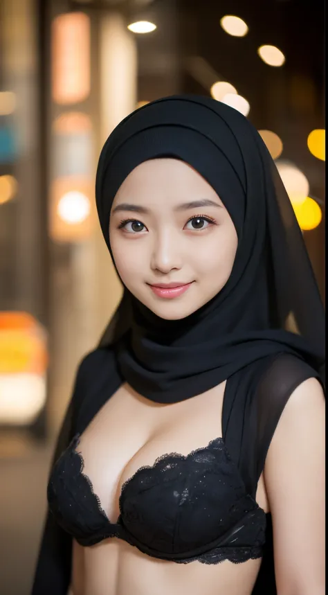 colorful bellydancer, harem, cleavage, (((hijabi))), masterpiece, best quality, 8k, 18yo, teen, raw photo, absurdres, award winning portrait, smile, smile, solo, night, neon, idol face, violaceaess, gardeniass, delicate girl, DSLR, looking at viewer, candi...