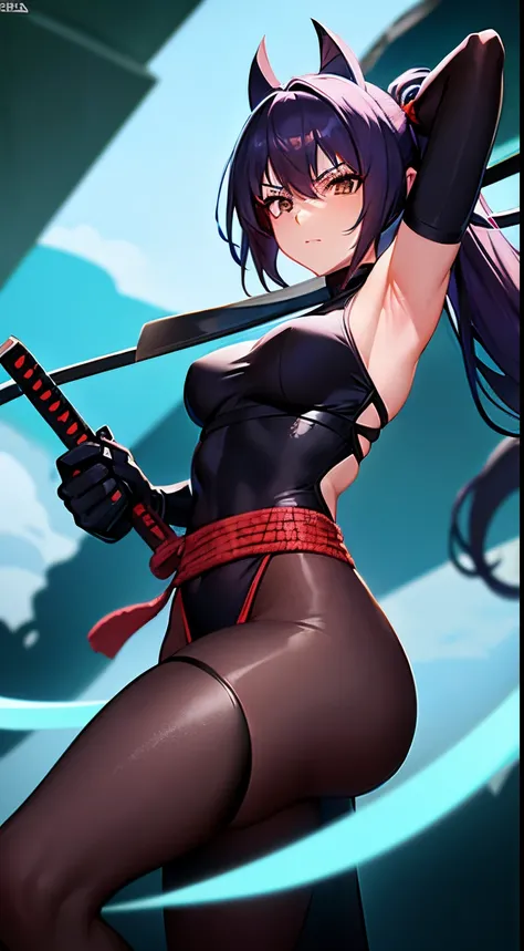 Anime style, clareiraede floresta, female sexy ninjas women treinando ninja weapons, shuriken, elas usam roupas ninjas com decotes, seios pequeninos, Legs on display, corpo escultural, mask and hair in the wind, katanas , nunchako, evening