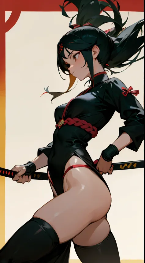 Anime style, clareiraede floresta, female sexy ninjas women treinando ninja weapons, shuriken, elas usam roupas ninjas com decotes, seios pequeninos, Legs on display, corpo escultural, mask and hair in the wind, katanas , nunchako, evening