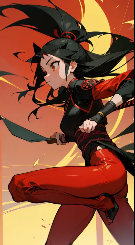 Anime style, clareiraede floresta, female sexy ninjas women treinando ninja weapons, shuriken, elas usam roupas ninjas com decotes, seios pequeninos, Legs on display, corpo escultural, mask and hair in the wind, katanas , nunchako, evening