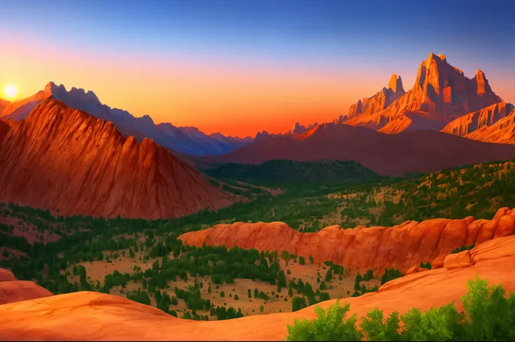 a sunset of a mountain in utah very realistic hd picture not painting