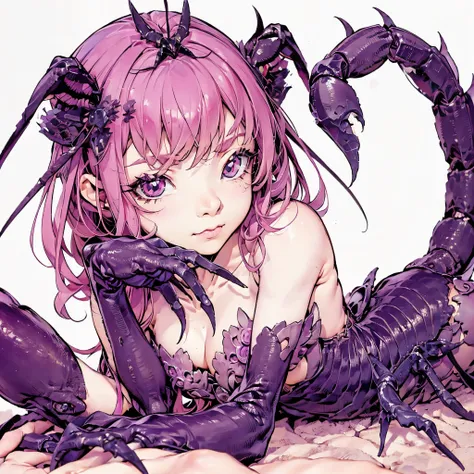 a humanoid scorpion. female type. a bewitching look. anime style.