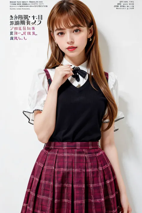 masterpiece, best quality, full body, 1girl, bangs, black choker, black necktie, black hair, blue skirt, blush, bracelet, breasts, choker, clothes around waist, collarbone, collared shirt, cowboy shot, dress shirt, ear piercing, eyebrows visible through ha...