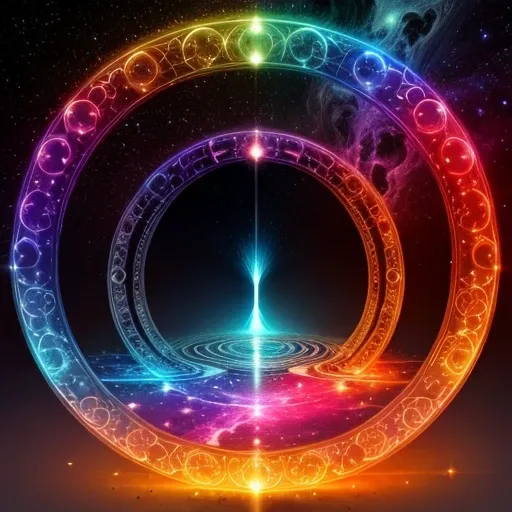 A portal in the universe with the colors of the rainbow