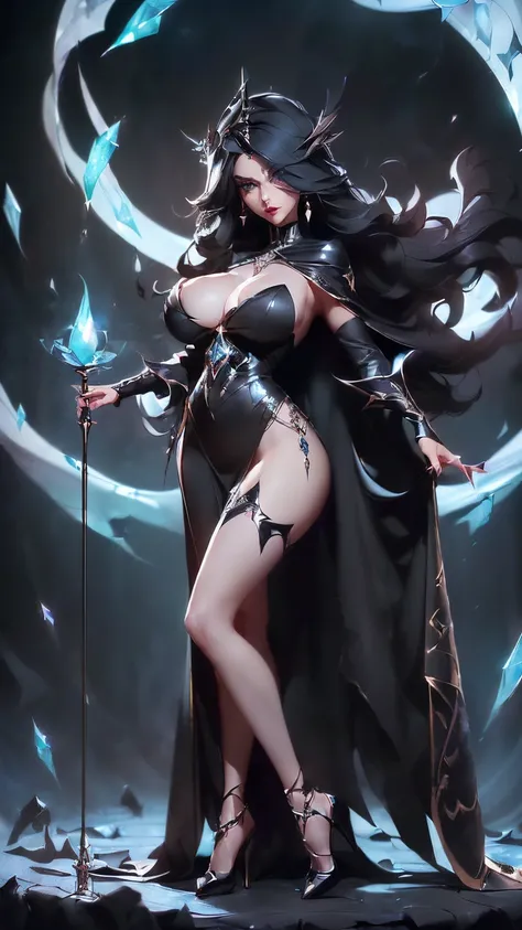 (((complete body, full body figure, show entire body))) ((sexy tall gothic english supermodel)) ((beautiful face)) (red lipstick) (very dark eyeshadows make up)) ((big bright light blue eyes)) ((very long and very straight black hair)) ((very pale skin)) (...