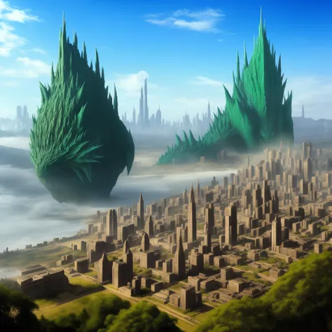 A fantasy setting city on the back of a giant kaiju