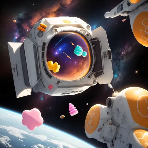 A piece of candy in space