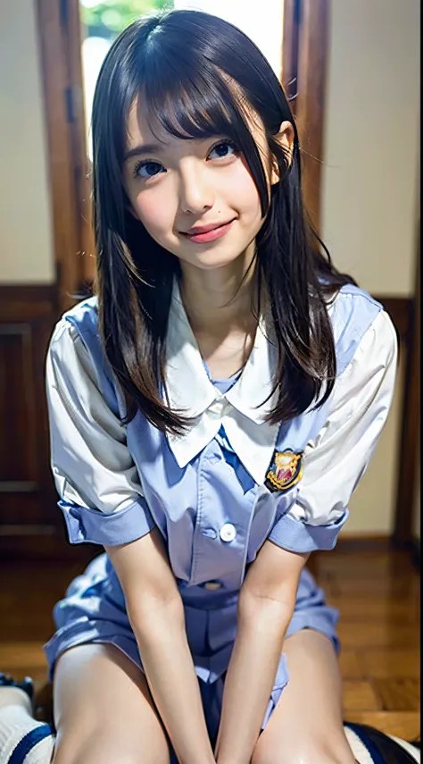 1girl, solo,(best quality),(masterpiece:1.1), full body, looking_at_viewer, dynamic angle, school uniform, cute, clear facial skin,