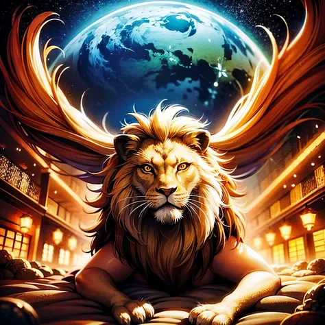 Lion, teeth, planet, storms, lighting, souls