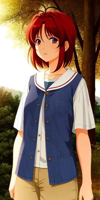 [[Clannad style]], [[Cute girl with short hair with red bangs]], [[Red Eyes]], [[broody, Dark forest background]], [[Poor natural light]], [[fantastic quality]],[[masutepiece]], [[best artist]], [[best performance]], [[16k quality]], [[nffsw+]]