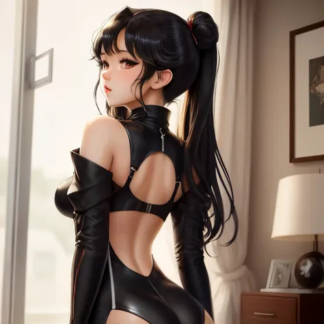 anime style black hair girl with sexy clothes