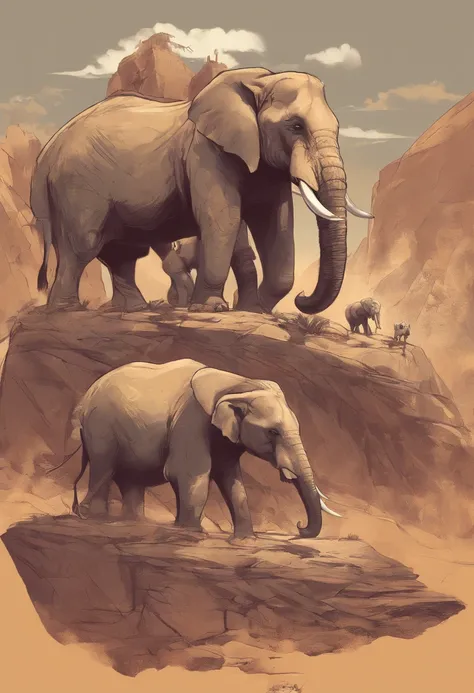 NSFW, anthropomorphic rock rock, elephants