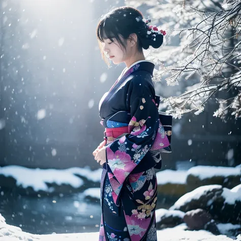 (Kimono)、、(top-quality,​masterpiece:1.3,超A high resolution,),(ultra-detailliert,Caustics),(Photorealsitic:1.4,RAW shooting,)Ultra-realistic capture,A highly detailed,high-definition16Kfor human skin、 Skin texture is natural、、The skin looks healthy with an ...