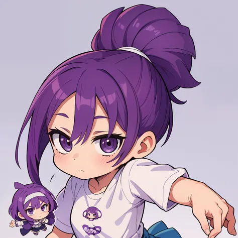 obra-prima, melhor qualidade, 1. garota rindo, cabelo ROXO, purple hair, chibi infantil, Chibi, rindo (garota solo)