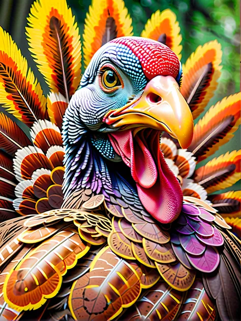 stunning illustration of a (stunning cute turkey:1.3), stunning illustration with intricate details, depicted with a ballpoint pen for outlines and rich, combination of pencil sketching and vibrant gel ink, matte painting, stunning detail, intricate detail...