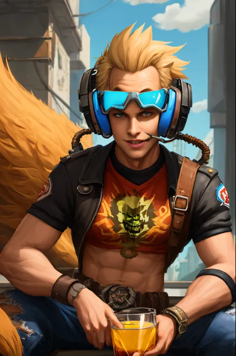 Junkrat from overwatch 2 drinking lean