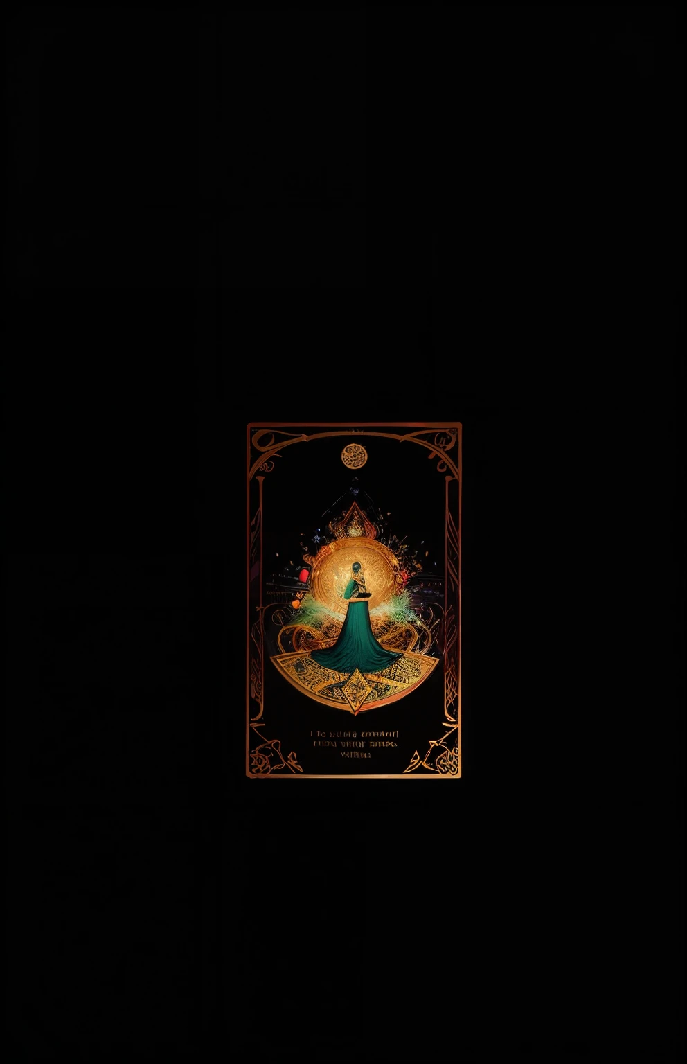 Por favor, create art of a tarot card with a neo-traditional style design. The card must have symbolic and mysterious elements typical of tarot cards, mas com um toque moderno., vibrant artistic approach to neo-traditional style. Certifique-se de incluir c...