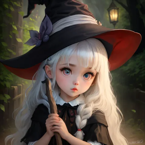 Witch cute long hair big eyes white