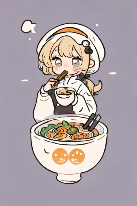 girl eating ramen noodles, cute, delicious