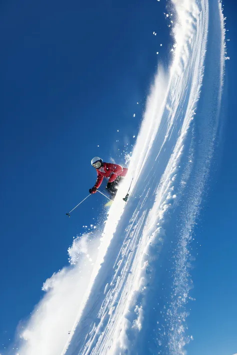 individual skiing，with the effect of looking up