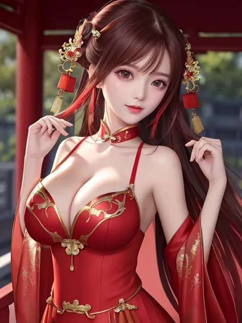 a close up of a woman in a red dress posing for a picture, beautiful attractive anime woman, seductive anime girls, Red bra, Popular topics on cgstation, author：Hero, gorgeous chinese models, cute women, cgstation trends, author：Fan Qi, Sexy girl, very att...