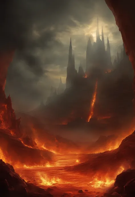 , Hellscape, The bottom of hell, The last battle in hell, apocalyptic landscape!!!!!, mustafar, Hellish ruins, ! apocalyptic landscape!!, GreatD & D The Art of Dark Sun, portal to hell, portal to hell, World of Warcraft art concept, Rescue from the underwo...