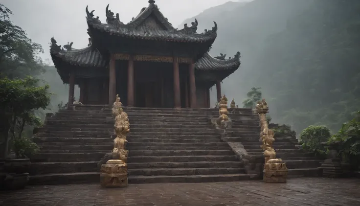 A temple where it rains