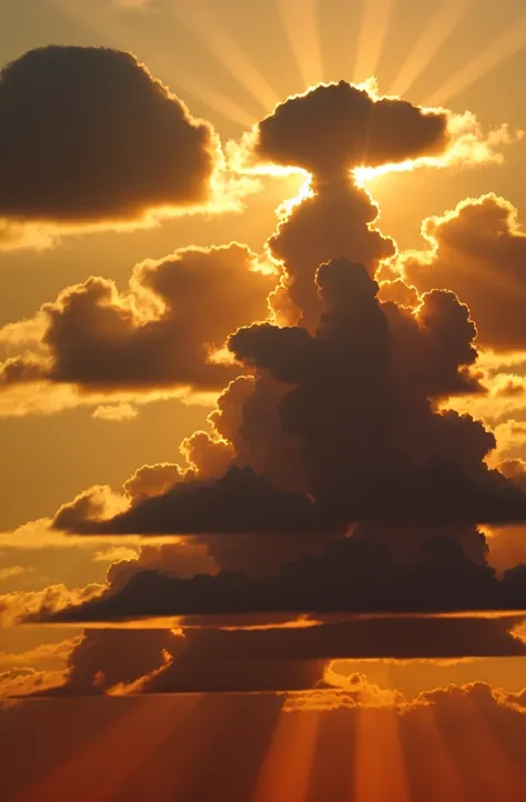 Cloud that looks like a Chinese Dragon illuminated by the rays of the setting sun