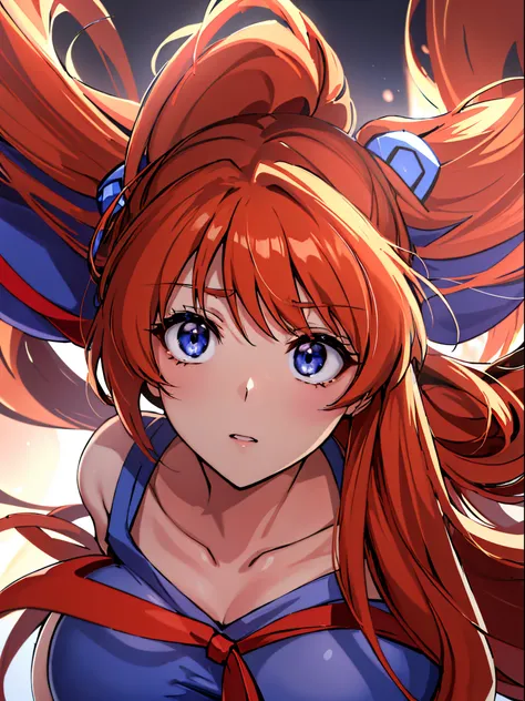 (masutepiece),(Best Quality), Asuka Langley Soryu，Soio、Blue eyes，hair between eye，headware，Interface headset，20yr old、Colossal tits,Orange hair，Red Ribbon、bow ribbon、 、​masterpiece、Soio、Extremely small underwear、Big breasts、((Smaller head)）、1 female、furiso...