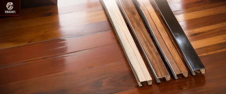 Metal strips placed side by side on wooden floor