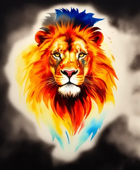 brightly coloured lion on black background with watercolour effect, lion head, wallpaper 4 k, wallpaper 4k, painted in bright water colours, prideful look, lion, colourful hd picture, beautiful art uhd 4 k, half lion, fierce expression 4k, with the mane of...