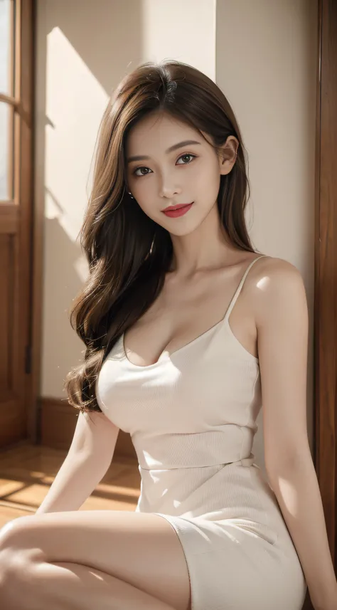 ((Best Quality, 8K, Masterpiece: 1.3)), 1girl, Slim Abs Beauty: 1.3, (Hairstyle Casual, Big Breasts: 1.2), Dress: 1.1, Super Fine Face, Delicate Eyes, Double Eyelids, Smile, Home