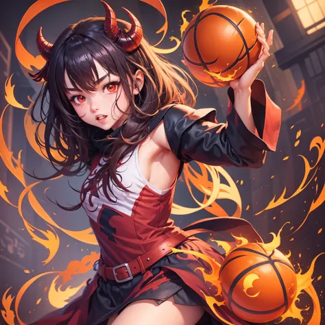 Young Demon Lord Game with Pumpkin Face Basketball --auto --s2