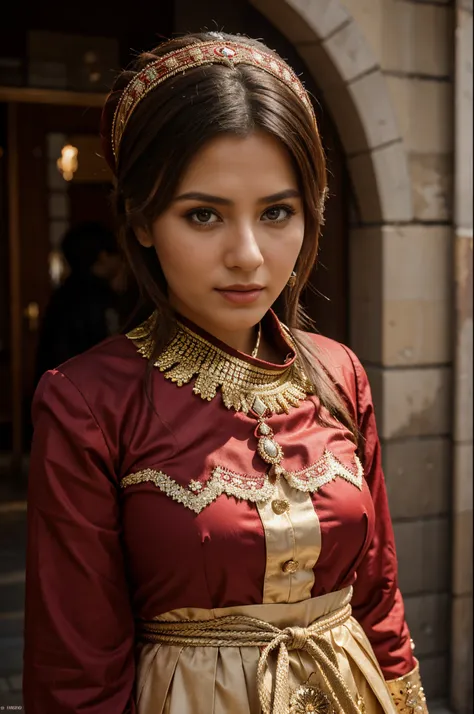 Woman in traditional Turkish costume.  Details, Ultra-detailed, high image quality, HDR photography, 16k.