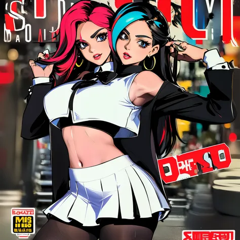 (((2heads))), conjoined, ((((best quality))), (((ultra detailed))), (((masterpiece))), illustration,(magazine cover-style illust...