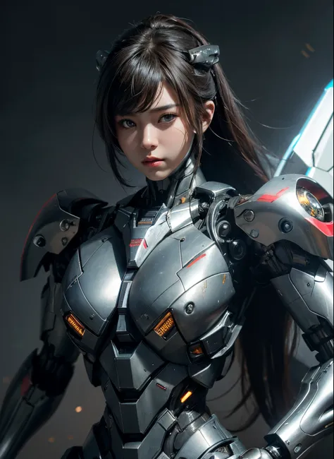 Textured skin, Super Detail, high details, High quality, Best Quality, hight resolution, 1080p, hard disk, Beautiful,(War Machine),beautiful cyborg woman,Mecha Cyborg Girl,Battle Mode,Girl with a Mecha Body,She wears a futuristic war machine weapon mech,Fu...