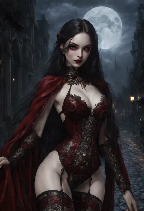 arafed, dark fantasy art, gothic art, (masterpiece:1.5), full body best details, highly detailed, best quality, highres, full body portrait of a vampire, elf (1.6, Masterpiece, best quality), ultra feminine (1.4 intricate details, Masterpiece, best quality...