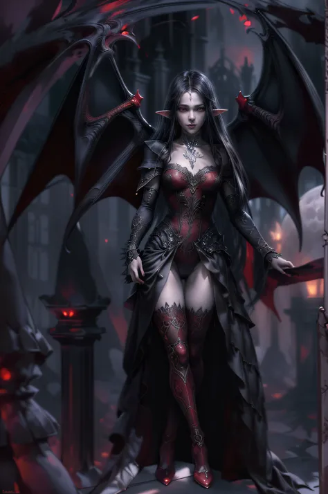 arafed, dark fantasy art, gothic art, (masterpiece:1.5), full body best details, highly detailed, best quality, highres, full body portrait of a vampire, elf (1.6, Masterpiece, best quality), ultra feminine (1.4 intricate details, Masterpiece, best quality...