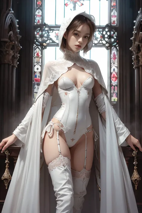 japan maiden posing in pearl white leather corset,((small tits,well-shaped bust,slim body and constricted waist,,,,,,,,,,,,,,,,,...