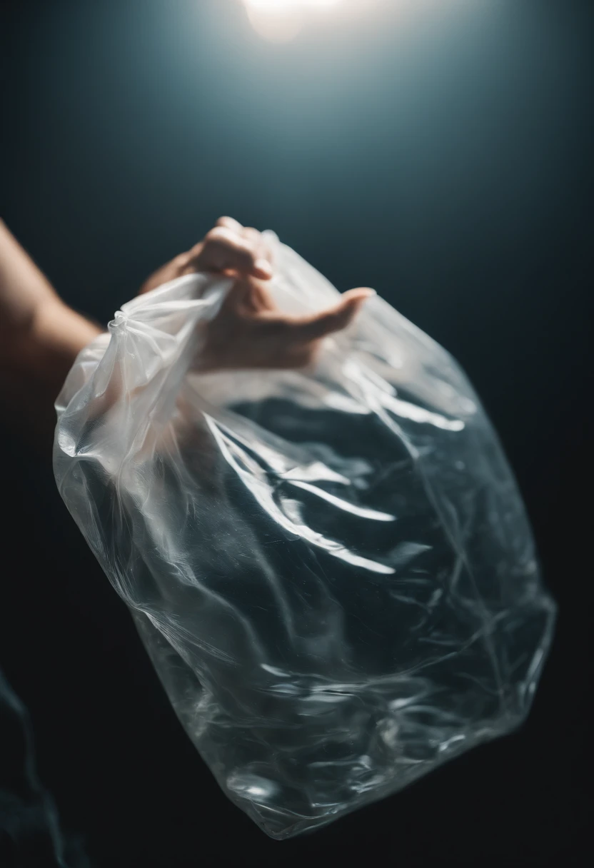 A visually stunning composition of a plastic bag filled with water, with the refraction of light creating a visually mesmerizing and abstract image.