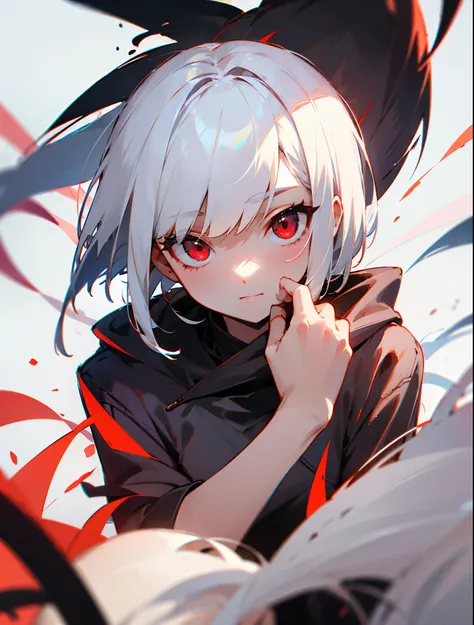 White hair bob red eyes cute cool