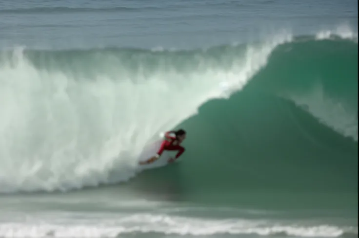 surfista de wetsuit vermelho surfando uma onda no oceano, surfando uma onda de barril, onda tubular, Parte Dean Estilo Cornwell, surfe, peito de barril, fotografia de surf, foto de perfil, Foto de perfil, Scott Fischer, andrea rocha, dentro do cacho de uma...