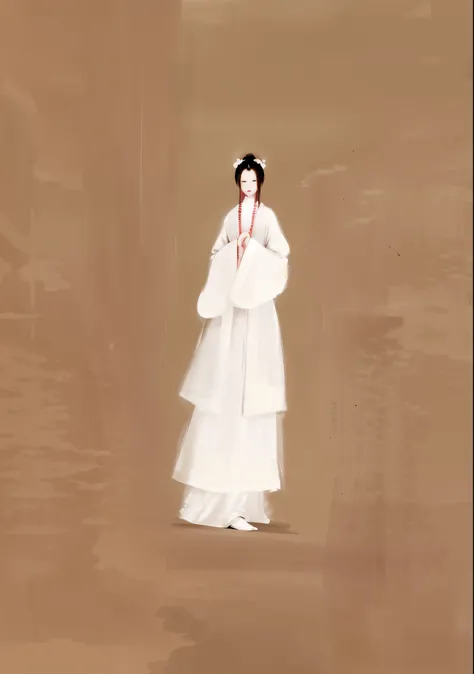 A woman in a red dress，There are no facial features，Classical Chinese image, red color Hanfu, Inspired by Shin Saimdang, flowing red robe, Inspired by Fu Baoshi, Inspired by Gu Kaizhi, White robe, flowing robe, 宮 ， A girl in Hanfu, Hanfu, Ancient White Coa...