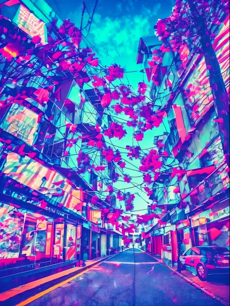 Vaporwave background, buildings, cool, aesthetic, buildings only