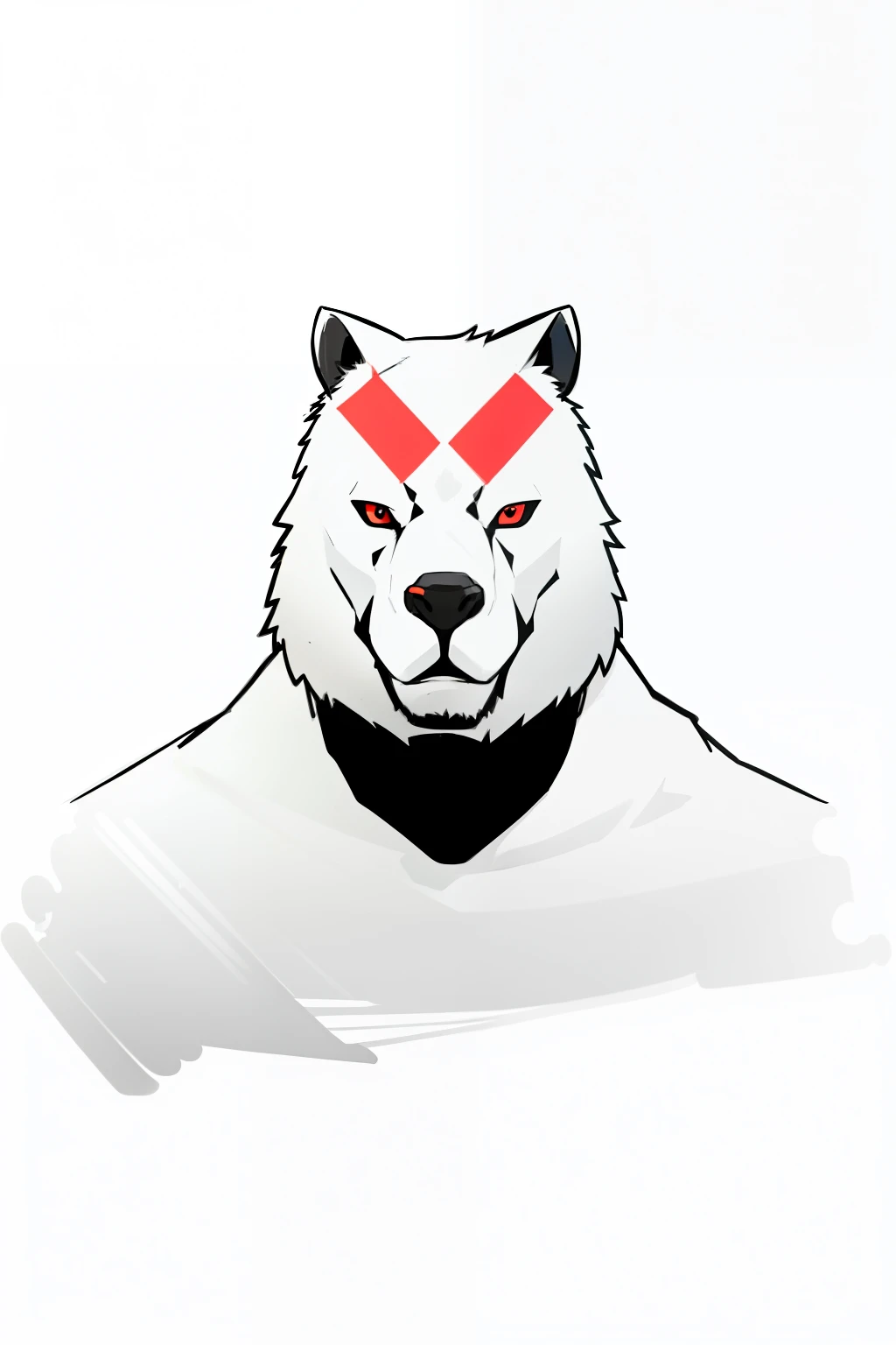 a close up of a white bear with a beard and a red eyed face, profile picture 1024px, /r/razer, inspired by Puru, avatar for website, simple logo, logo, logo, inspired by Grzegorz Rutkowski, inspired by Pedro Álvarez Castelló, ratz, fursona, by Relja Penezi...