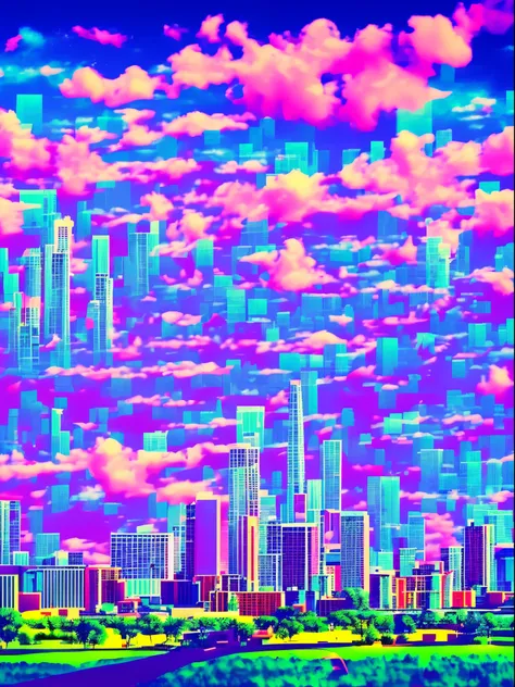 Vaporwave background, buildings, cool, aesthetic, buildings only