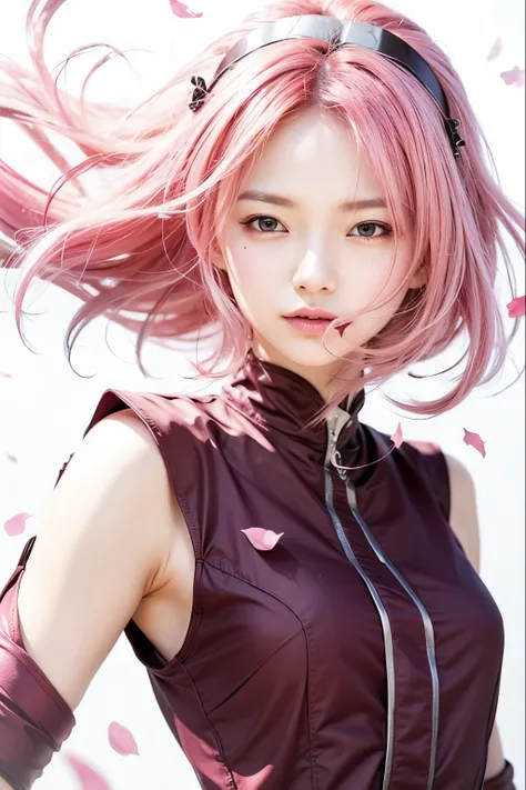 Pink hair, beautiful Japanese girl, sakura y, scary face